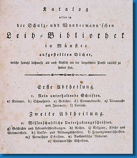 Katalog der Schulz- und Wundermannschen Leihbibliothek in Mnster