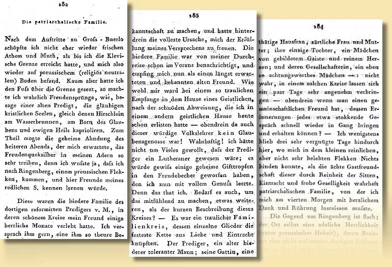 Schilderung der Familie eines reformierten Predigers in Ringenberg, um 1800