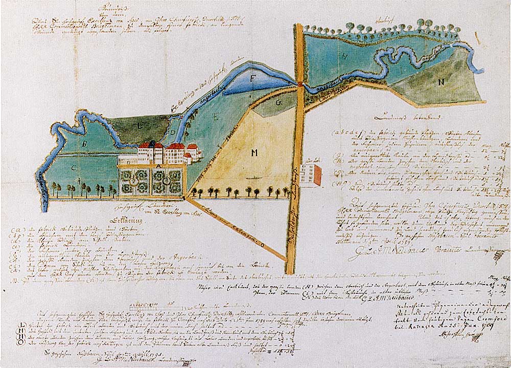 Plan Von dem gesamten Fabrikensemble in Cromford, 1789