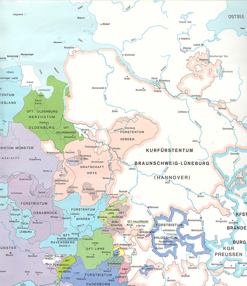 Karte von Westfalen 1794 - Ausschnitt oben rechts
