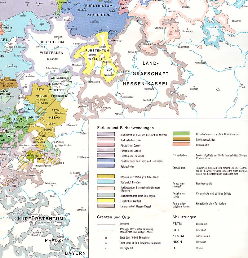Karte von Westfalen 1794 - Ausschnitt unten rechts