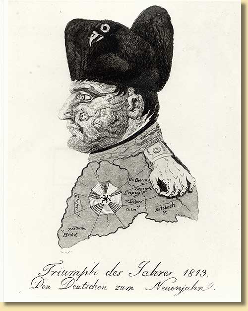 Karikatur auf das Ende franzsischer Herrschaft in Deutschland, 1814