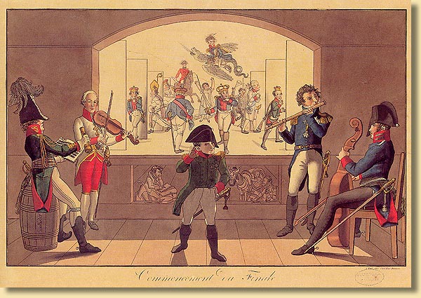 Karikatur auf das Ende napoleonischer Herrschaft als Operfinale, Dezember 1813