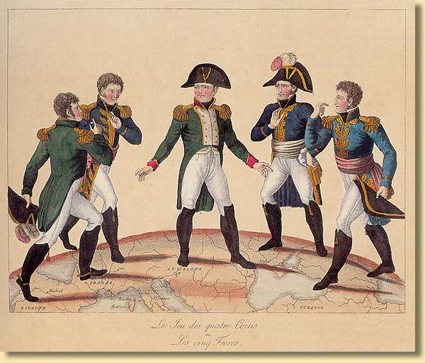 Karikatur mit Napoleon als Spielleiter, 1808 (?)