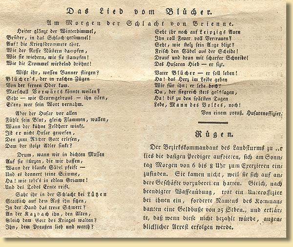 „Das Lied vom Blcher“, 1814