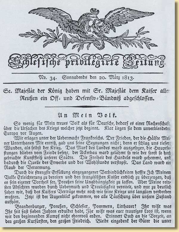 Aufruf Friedrich Wilhelm III. An mein Volk, 1813
