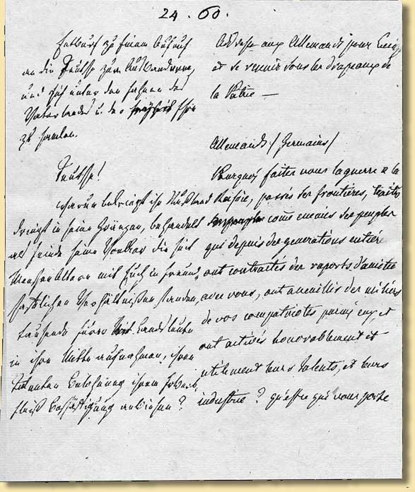 Aufruf des Freiherrn vom Stein zum Auswandern oder Kampf, um 1812
