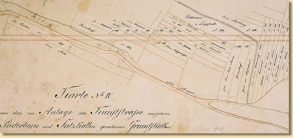 Plan zur Anlage einer Kunststrae zwischen Paderborn und Salzkotten, 1818