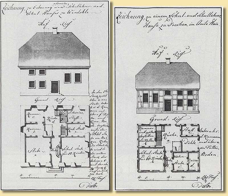 Entwrfe fr das Schullehrer- und Schulhaus in Werdohl und in Drechen, 1806/07