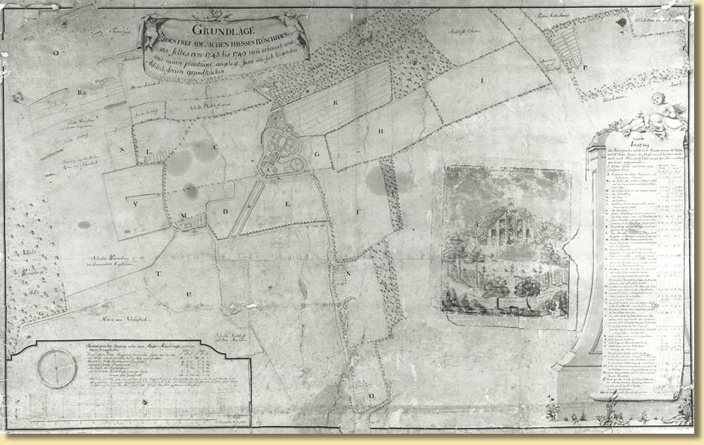 Plan des frei-adeligen Hauses Rschhaus, um 1750