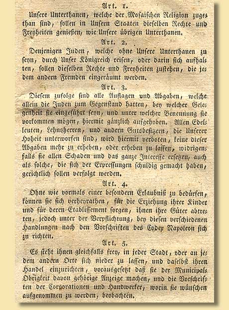 Dekret zur Umsetzung der Judenemanzipation, 1808