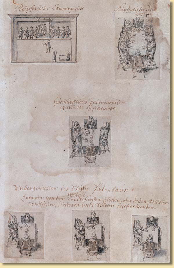 Darstellung des Instanzenzuges der ordentlichen Gerichtsbarkeit im Frstbistum Paderborn, um 1700