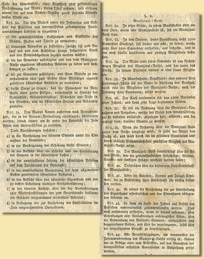Fortsetzung der Bestimmungen ber die Munizipalitten im Dekret vom 11.1.1808