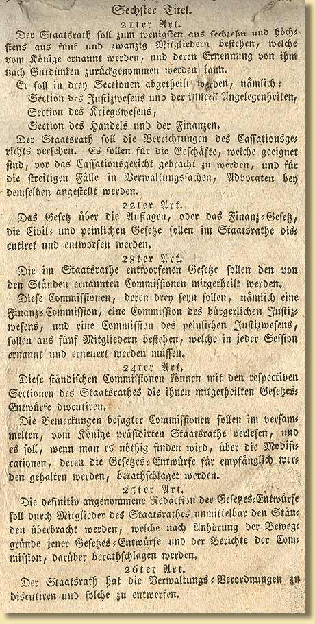 Bestimmungen zum Staatsrat in der Verfassung fr das Knigreich Westphalen vom 7.12.1807