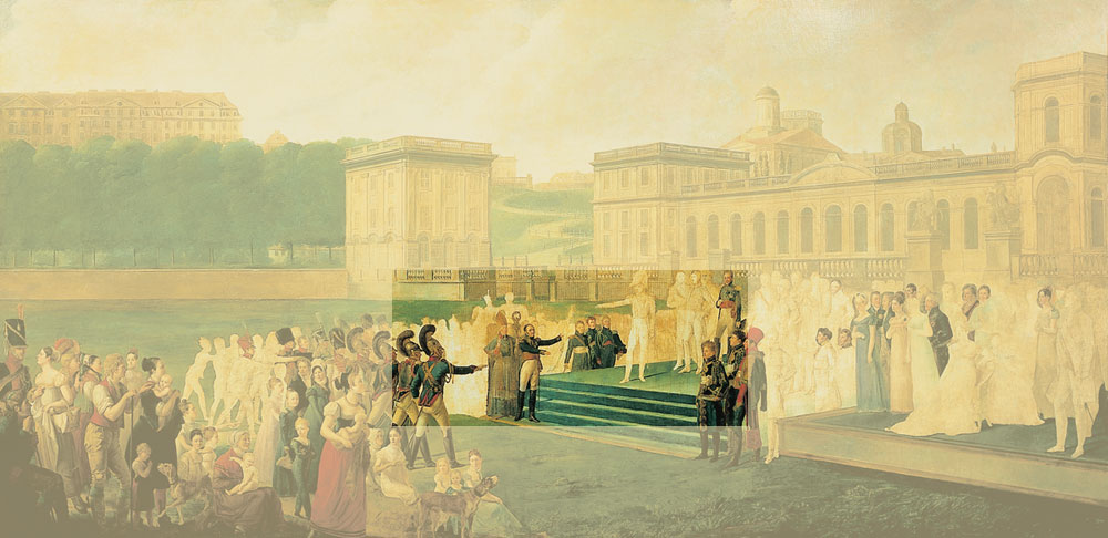 Die Reichsstnde (markiert, im Hintergrund) auf dem Huldigungsgemlde, 1808/1813