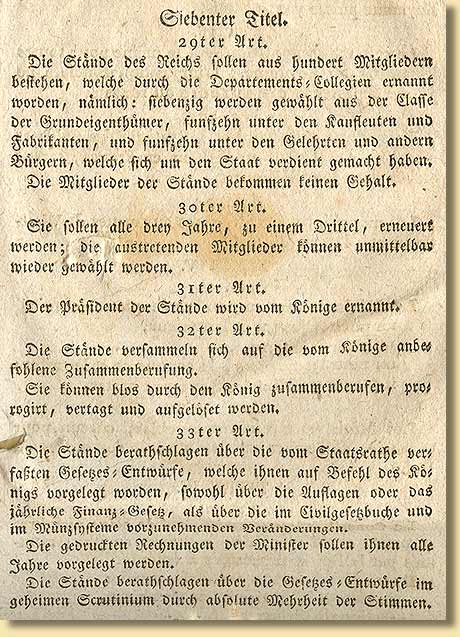 Bestimmungen ber den Staatrat in der Verfassung fr das Knigreich Westphalen vom 7.12.1807