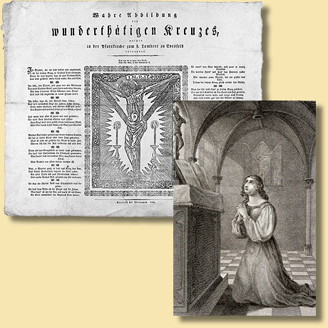Collage: Flugblatt zur Coesfelder Wallfahrt und Titelblatt eines Gesang- und Gebetbuches, 1806 / 1830