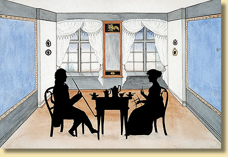 Christian Friedrich Ehmbsen und seine Frau am Kaffeetisch, um 1810/20