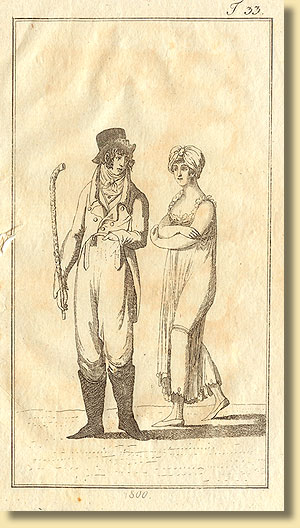 Frauen- und Mnnermode im Modejournal, 1800