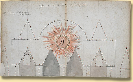 Entwurf einer Festillumination zum Geburtstag Napoleons am Rathaus in Mnster, 1807