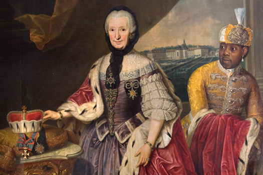 Fürstäbtissin Franziska-Christine von Pfalz-Sulzbach mit ihrem Kammermohr