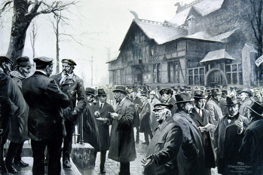 Vor der Schifferbörse in Ruhrort 1922