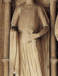 Statue eines Ritters im Paradies (Vorhalle) des St. Paulus-Doms zu Münster, z. T. als Darstellung des Gottfried von Cappenberg interpretiert, um 1230/1240 / Foto: Jutta Brüdern, Braunschweig