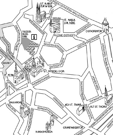 Schematischer Innenstadtplan der Stadt Soest