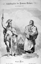 Karikatur während des Kulturkampfes 1875: "Hermann und Luther gegen Rom" - Karikatur aus "Kladderadatsch", 1875 / Münster, LWL-Medienzentrum für Westfalen