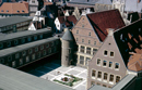 Münster: Blick auf das Rathaus zu Münster (Mitte) und das Stadtweinhaus (rechts) vom Hochhaus der Stadtverwaltung, um 1968 / Münster, LWL-Medienzentrum für Westfalen / J. Gärtner