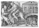Aldegrever, Heinrich (1502-1555/61): Der barmherzige Samariter, 1554: Der Samariter zahlt den Wirt aus / Soest, Burghofmuseum / Münster, LWL-Medienzentrum für Westfalen / O. Mahlstedt