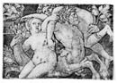 Aldegrever, Heinrich (1502-1555/61): Ornamentvorlage: Ein Triton entführt zwei Nereiden, um 1529 / Soest, Burghofmuseum / Münster, LWL-Medienzentrum für Westfalen / O. Mahlstedt