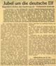 "Jubel um die deutsche Elf / Begeisterte hielten Sonderzug an - Verhinderte Festrede", Zeitungsartikel aus: Rheinische Post vom 06.07.1954, 1954-07-06